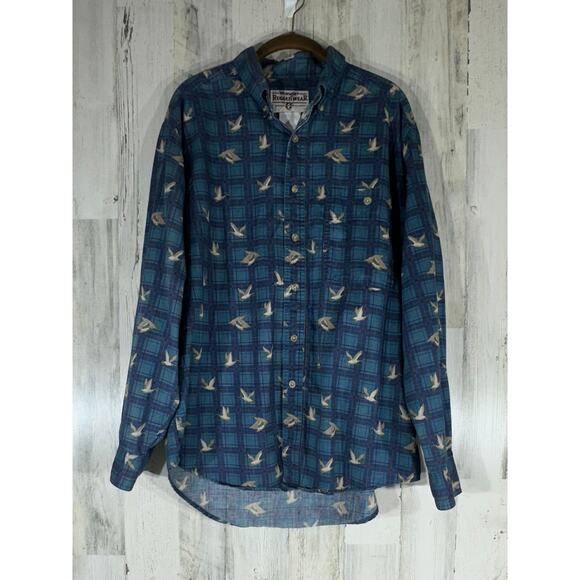 Wrangler Other - Wrangler Rugged Wear Mens Button Up Shirt Size Large Duck Hunting Drake Outdoors
